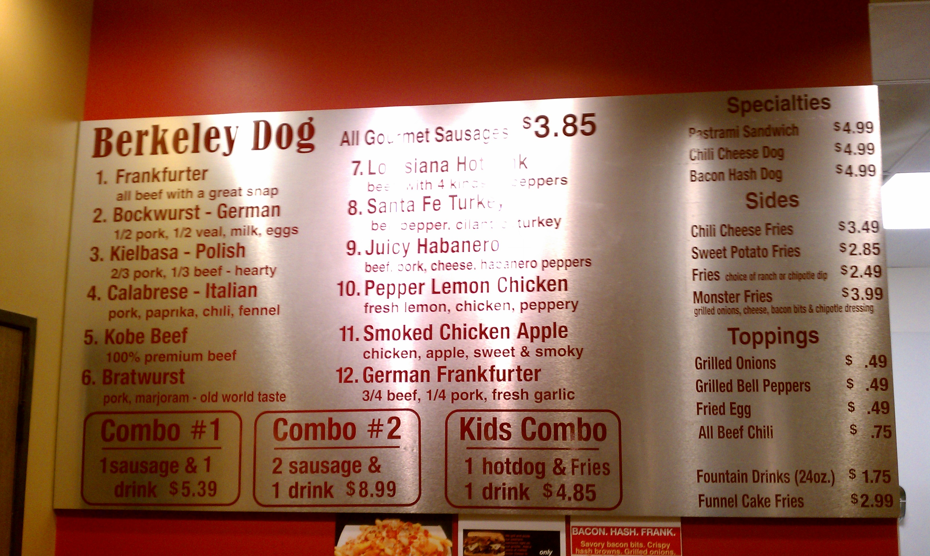 Berkeley Dog Menu